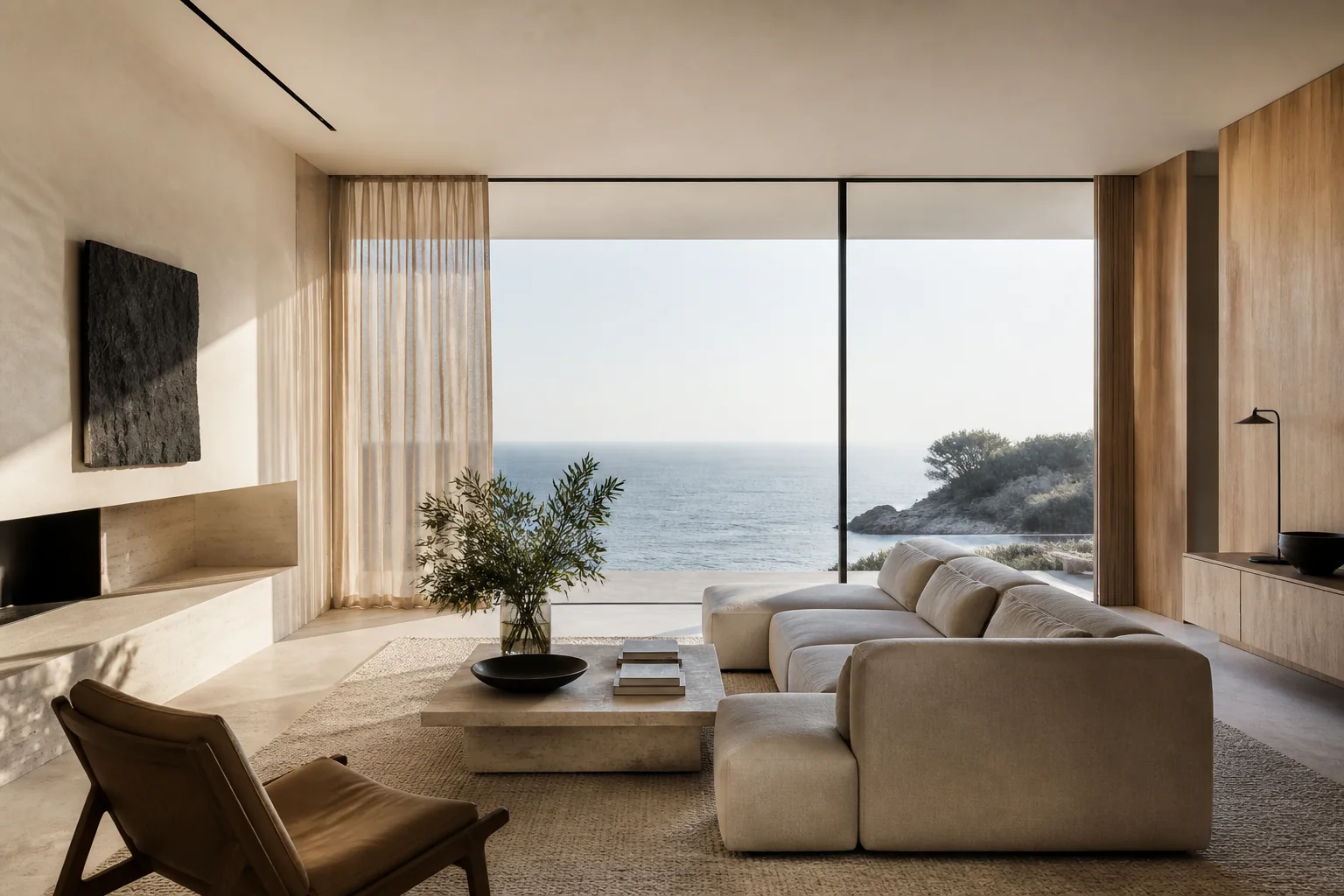 Aurelia residence living room overlooking the Aegean Sea